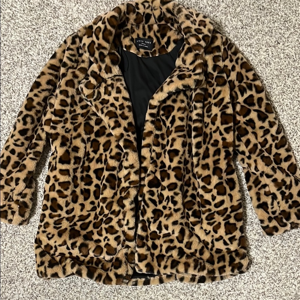 Love Tree Brown Teddy Jacket Plush Hip-Length